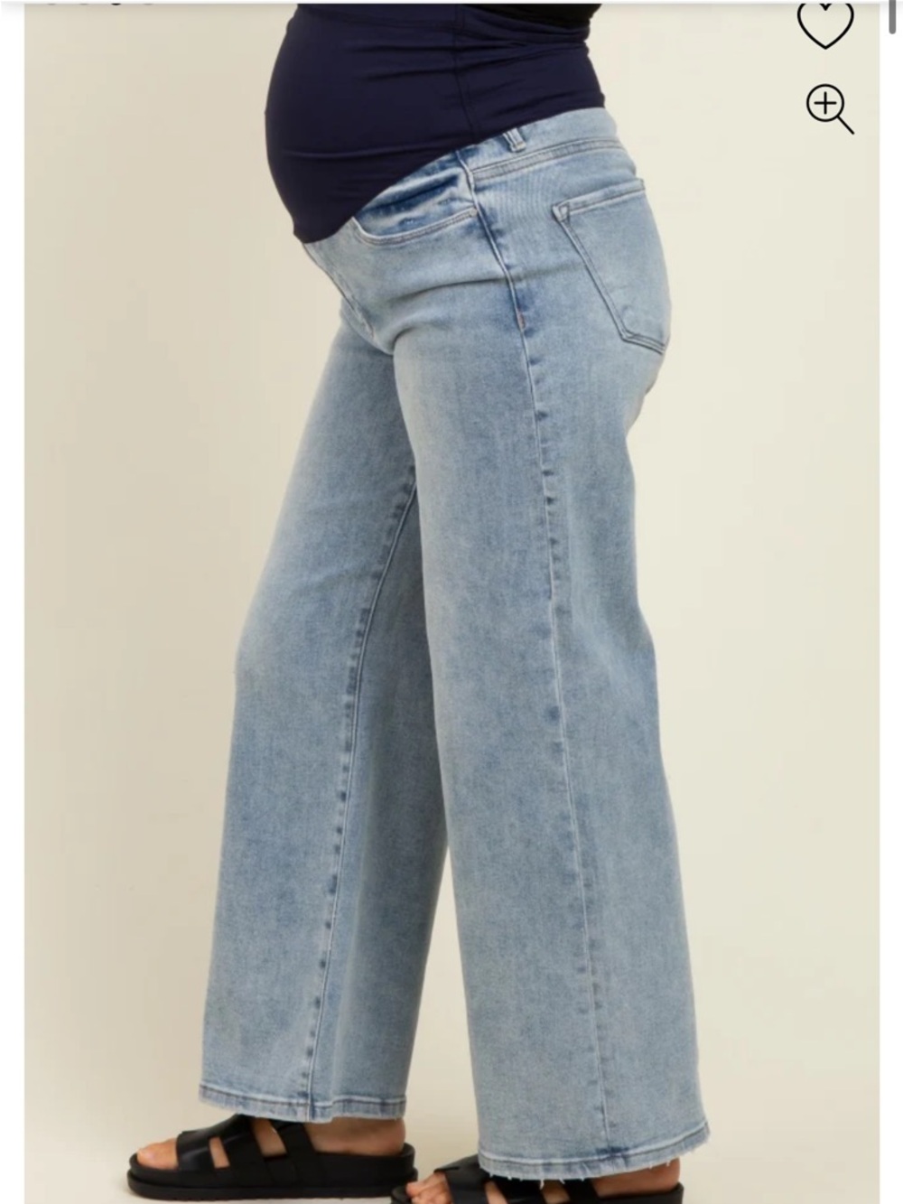 Light Blue Cropped Wide Leg Maternity Jeans